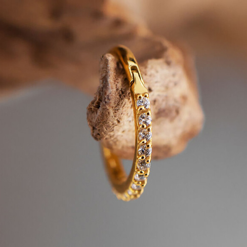 Кольцо-кликер из кобальт-хрома Лунный свет Gold 1.2 мм (16 G) фото 3